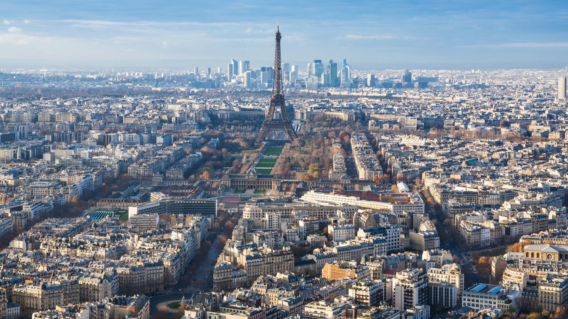 above view of Eiffel Tower and Paris city
